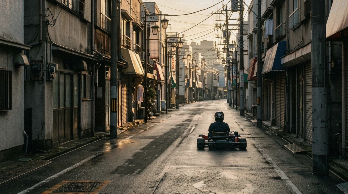 Kabukicho neon glowing at night on an evening Tokyo go-kart route in Shinjuku, Tokyo, Japan