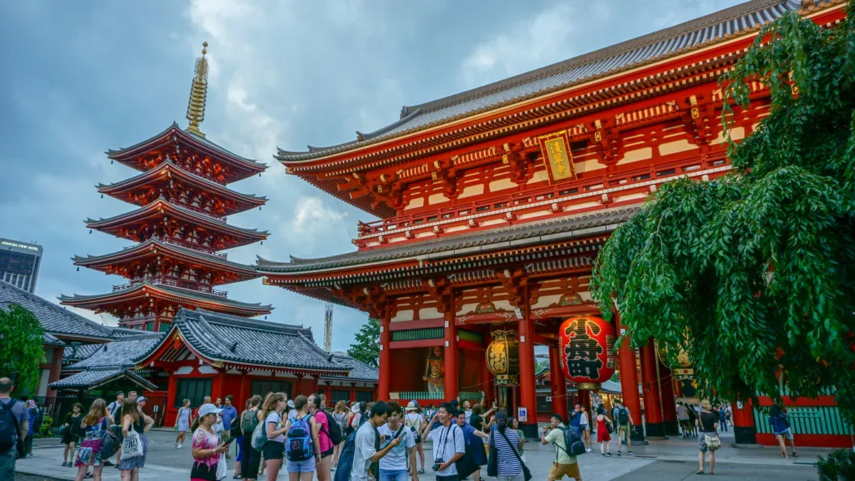Sensoji temple gate near the east-side go-kart check-in route in Asakusa, Tokyo, Japan