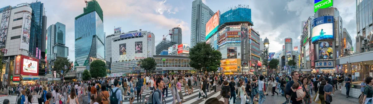 The Shibuya scramble crossing seen from above on a Tokyo go-kart tour worth-it review visit in Shibuya, Japan